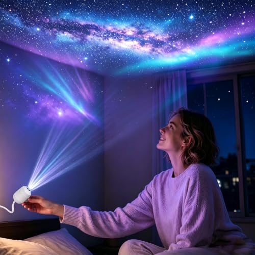 Finndeen 24pc HD 5D Holographic Night Light Projector with Galaxy & Ocean Scenes