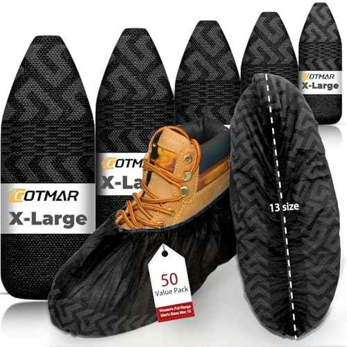 X-Large 50 Pack Breathable Shoe Covers Disposable for Indoors - Reusable Non-Slip Black Non-Woven Fabric Shoe Booties disposable, Fits Up to Men¡¯s Size 13, Doubles as Travel Shoe Bags