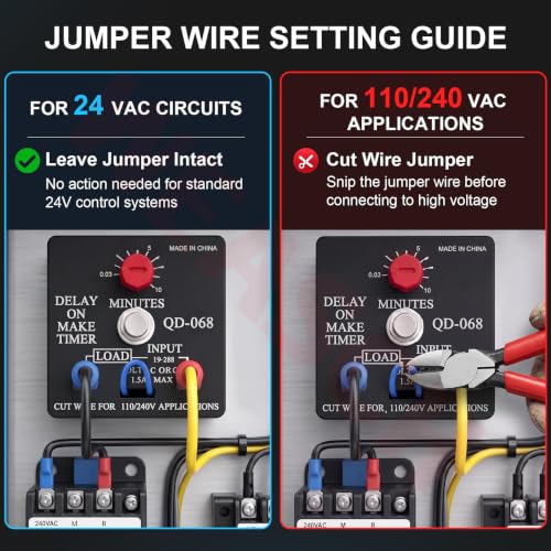Weasch 2 Pack Adjustable HVAC Delay Timer QD-068, 0.03-10 Min Control