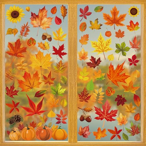 Fall Window Clings 9 Sheets 274 PCS Autumn Decor for Thanksgiving & Party - Traplace