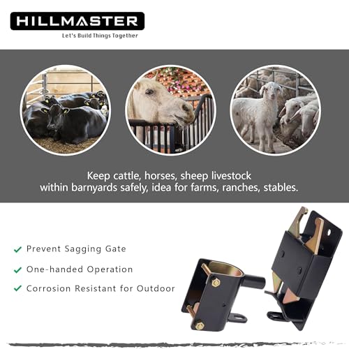 HILLMASTER 1 Pack Heavy Duty 2-Way Farm Gate Latch for Metal Gates & Livestock