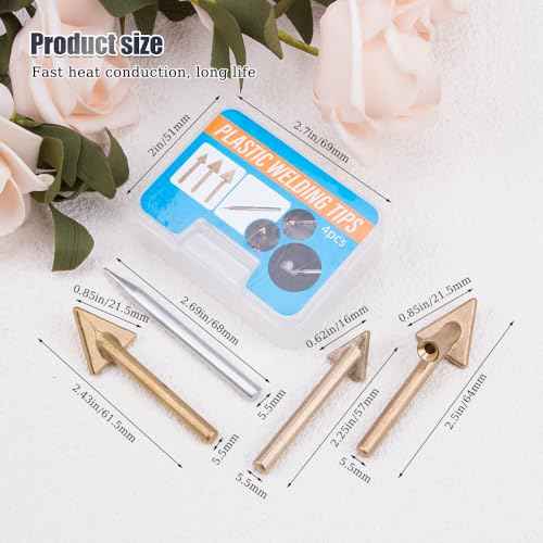 4Pcs Professional Plastic Welder Replacement Tips Copper Head Soldering Iron Tips for Leather Shoe Repairs Welder Accessories for Smooth Car Bumper Repair