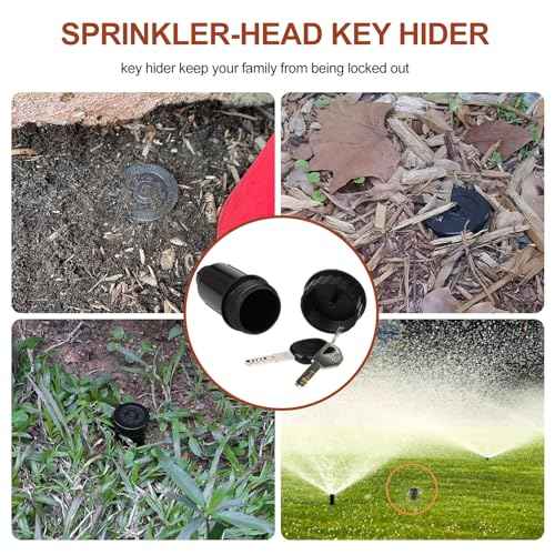 Key Hider Realistic Sprinkler Head Waterproof Cash Holder for Outdoor Garden Yard Easy Push Into The Ground (Black)