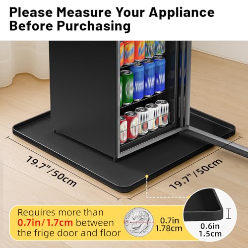 NAMTSO 20x20x0.6 Inch Mini Fridge Mat - Black Silicone Floor Protector with Raised Edge