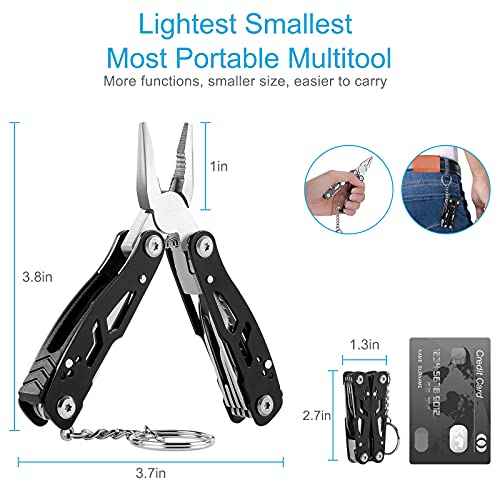2PCS Bovgero Mini Multitool Pliers 15 in 1, Handmade Multi Tool Plier, Premium Keychain Multitool, Small Multi-tool, Birthday Father?¢æ¢âs Day Gift for Men Him Husband Boyfriend Father Handyman