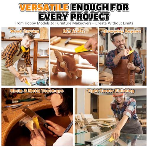 54PCS Micro Sander Kit with Detail & Mini Sanding Blocks, Grit 80-800 for Wood & Crafts