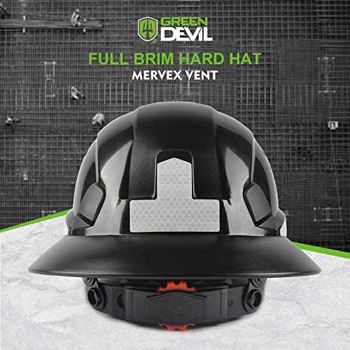 Full Brim Hard Hat Vented Construction Safety Helmet OSHA Approved Cascos De Construccion Work Hardhats with Cooling Towel for Men&Women 6 Point Adjustable Ratchet Suspension