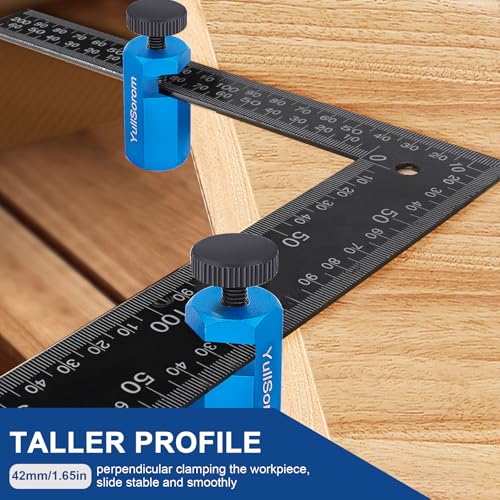 YullSorom Tall Stair Gauges for Framing Square with Holder & Carabiner Blue Kit
