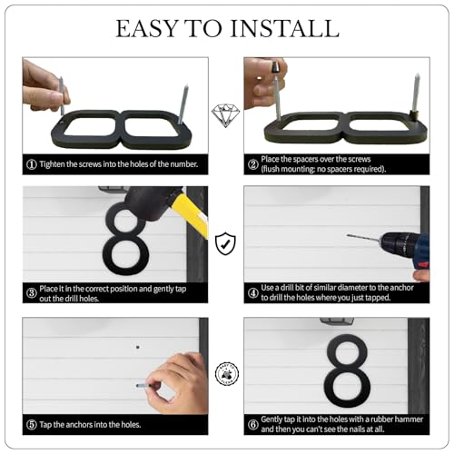 Sanshaoye Black 5 Inch Metal House Numbers for Outdoor Signs - Modern Floating Design