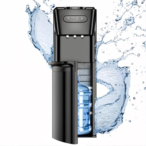 Manastin Bottom Loading Water Cooler Dispenser Matte Black – Space-Saving, Hot & Cold Water