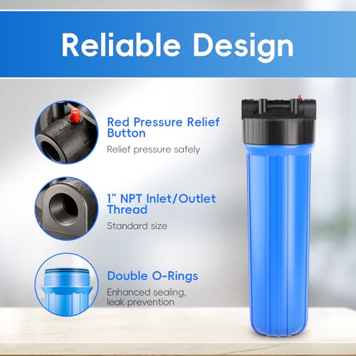 iSpring HB28B 20-Inch Whole House Water Filter Housing with Pressure Release, Universal 4.5" Diameter