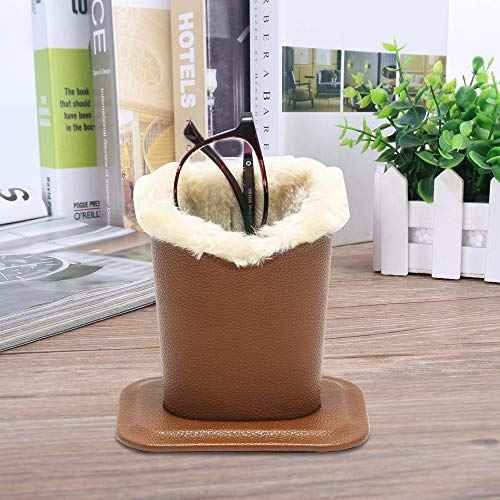 Eyeglass Holders, PU Leather Eyeglass Holder Stands with Soft Plush Lining, Black, Brown - 2 Packs