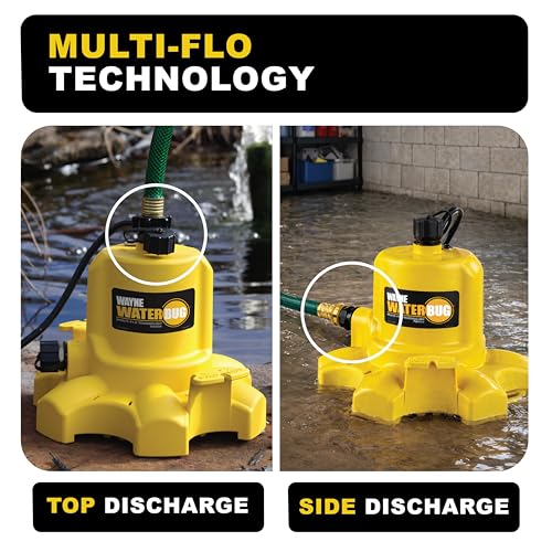 Wayne WaterBUG Submersible Water Pump - Original, 1350 GPH, Multi-Flo Technology
