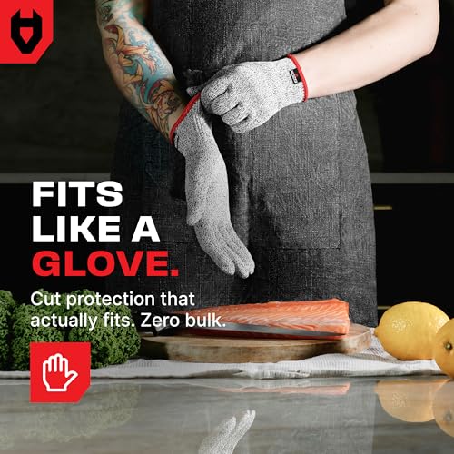 NoCry Level 5 Food Safe Cut Resistant Gloves Medium Grey for Food Prep