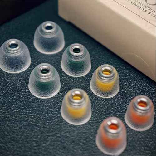 TANGZU Tang Sancai Noble Earbud Tips, Replaceable Liquid Silicone Medical Grade Hypoallergic Eartips, Stainless Steel IEM Ear Plugs, Optional XS/S/M/L Size for in Ear Monitors (M- 1 Pair)
