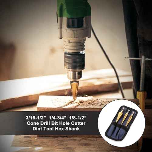 Step Drill Bit Set, 3PCS HSS Titanium Coated High Speed Steel Step Bits Covering 28 Sizes (1/8"-3/4") for Wood, Plastic, Sheet Metal with Portable Bag, Nice Gift for DIY Lovers