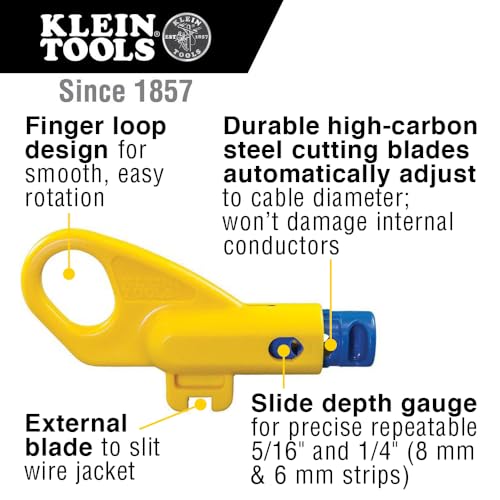 Klein Tools VDV110-261 Twisted Pair Radial Cable & Jacket Stripper - Flexible Wire Cutting Tool