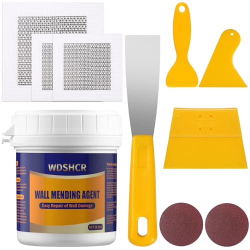 WDSHCR 1 Pack Drywall Repair Kit with 8.5oz Wall Putty, Patches & Scraper