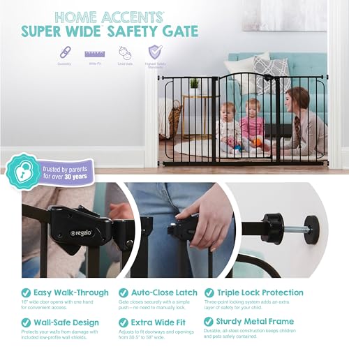 Regalo Safety Baby Gate 30.5-58 Inch Extra Wide Child & Pet Gate