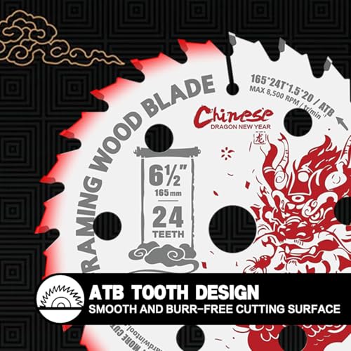 6-1/2'' 24 Teeth Circular Saw Blade for Wood Cutting - 2-Piece Set, Ideal for Plywood, Hardwood, OSB, and More