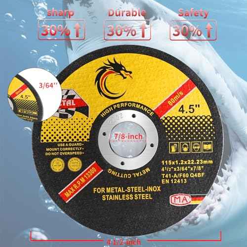 4 1/2 Cut Off Wheel Angle Grinder Cutting Disc for Metal & Stainless Steel, Max 13,300 RPM, 0.045" Thin Grinding Wheel,10 Pack