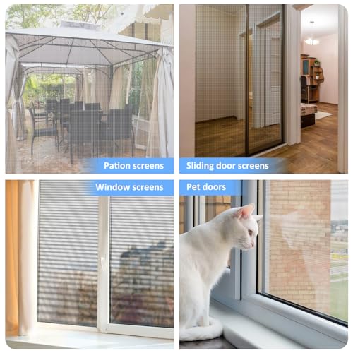 48x102 Inch Black Fiberglass Window Screen Mesh for Doors & Windows - Easy Replacement
