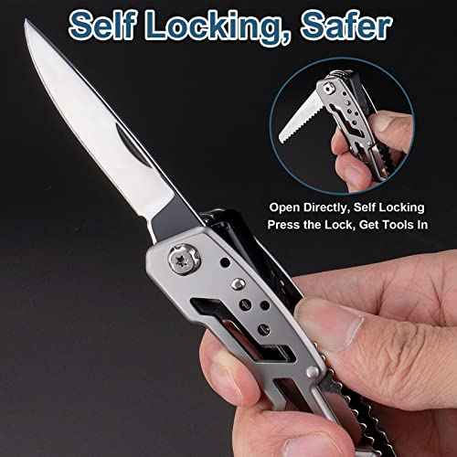 Self Locking Multitool Plier, 15 in 1 Handmade Multi Tool Plier with Nylon Sheath, Spring Inside Multi-tool, Birthday Christmas Father's Day Gift for Men Women Him Her Husband Boyfriend