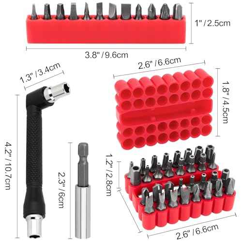 46pcs Security Bit Set with Security Torx, Square, Metric & SAE Hex, Torq, Phillips, Slotted, Triwing, Spanner ? Tamper Proof Torx Bits, Comprehensive Security Screwdriver Set(Red)