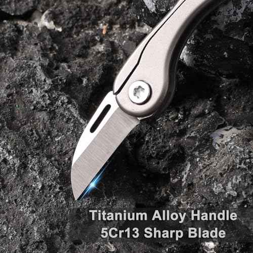 Titanium Alloy Small Pocket Knife for Women and Men, Mini Folding Knives, Cute EDC Box Cutter, Gifts Stocking Stuffers
