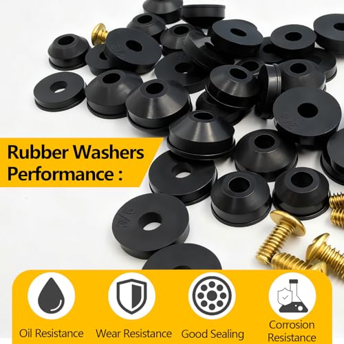 114-Piece Faucet Washers Assorted Kit for Hose Bibs - 12 Sizes with Brass Screws (NBRINGO)