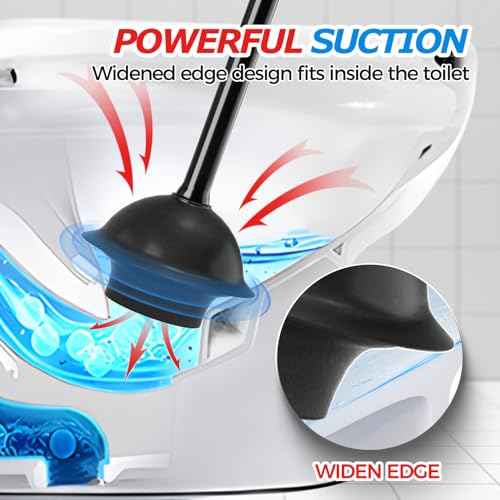 Toilet Plunger with Holder,Plungers for Bathroom with Holder,Plunger with Cover,Bathroom Decor£¬Bathroom Accessories£¬Toilet Bowl Cleaners,Black(19inch)