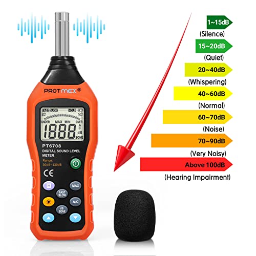 MS6708 Protmex PT6708 Sound Level Meter - Digital Decibel Reader