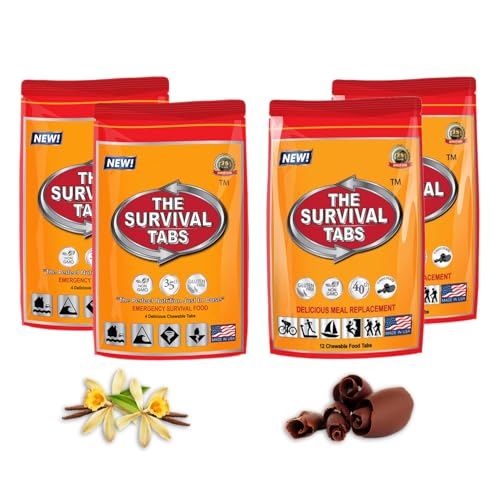 The Survival Tabs 8-Day Emergency Food Supply - 96 Chewable Tablets, Vanilla & Chocolate Flavors