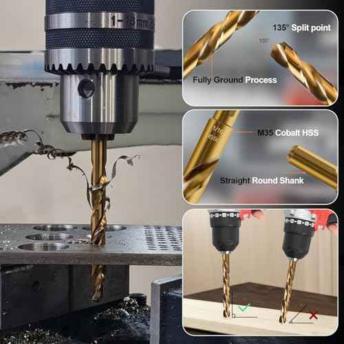 Luckyway 1/16" Cobalt Drill Bit (20 Pcs), Jobber Length Twist Drill Bit Set for Hard Metal, Stainless Steel, Cast Iron, Wood and Plastic, with Storage Case