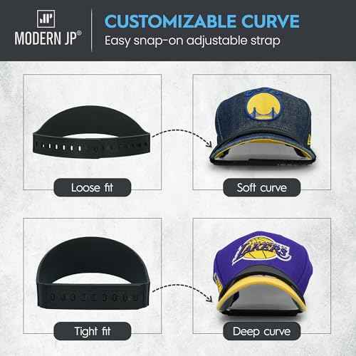 Modern JP Hat Brim Bender (1 PC) - Perfect Curve Band, Steaming Optional Hat Shaper - Easy Snap-on Curver Tool with 9 Brim Curve Options - Black
