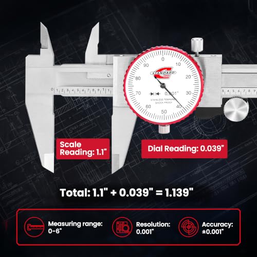 SAE Dial Caliper 0-6" Precision Measuring Tool