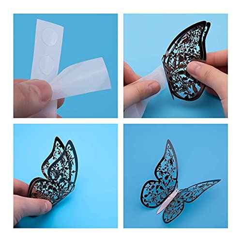 AIEX 24 x 3D Butterfly Ornaments Decorative Removable Vivid Stickers with 3 Different Sizes (Dark Grey)