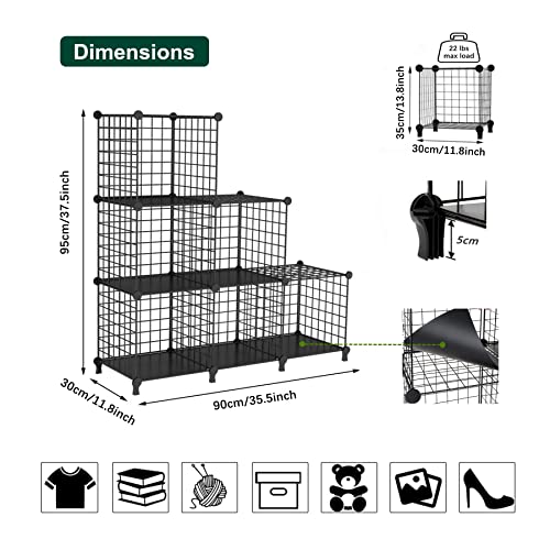 AWTATOS Black Wire Cube Storage Shelf 6-Cube Closet Organizer