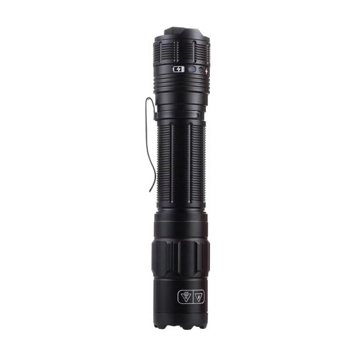 Tactical Stun Gun with LED Flashlight – Rechargeable Self-Defense Device Delivers Intolerable Pain, Safety Switch, Belt Holster