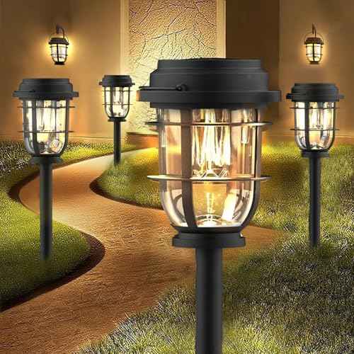 Bright Solar Pathway Lights Outdoor, 8 Pack Waterproof IP65, Auto On/Off Solar Powered Garden Lights for Yard Lawn Walkway Landscape Pool Outside - 3-in-1 Hanging, Tabletop & Stake Lighting
