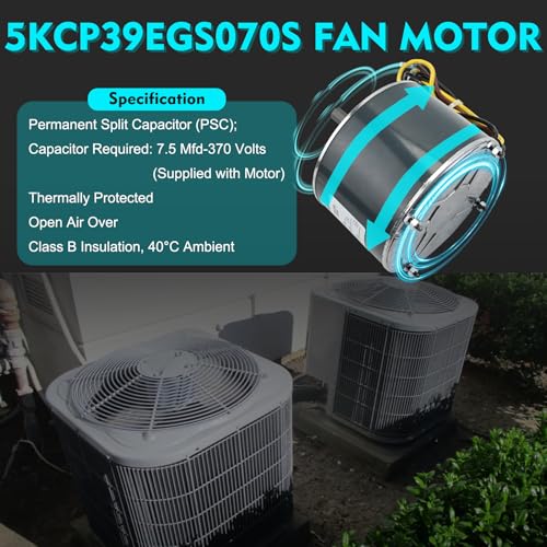 Carrier 5KCP39EGS070S Condenser Fan Motor 1/4HP 1100 RPM Replacement with Capacitor