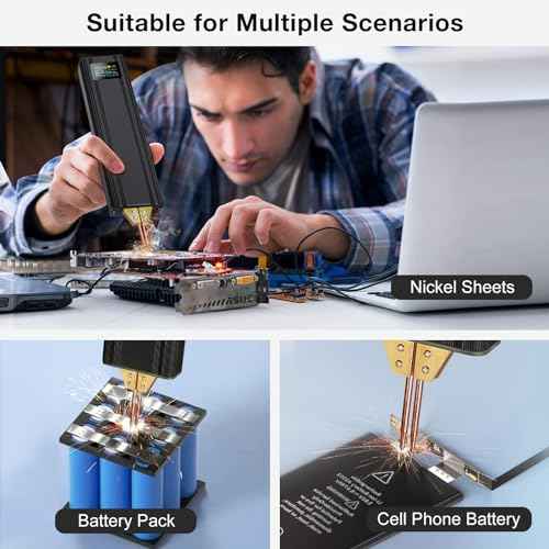 Handheld Spot Welder, Battery Spot Welder with Automatic and Manual Modes, 80 Gears Adjustable, Mini Portable Spot Welding Pen with 2pcs Welding Tips & Nickel Sheets for DIY Battery Pack Welding