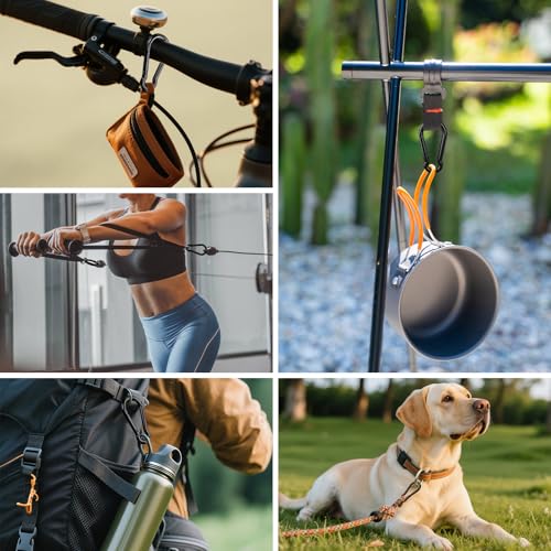 M4-1.57 Inch 10pcs Black Heavy Duty Carabiner Clips Spring Snap Hooks for Outdoor & Keychain