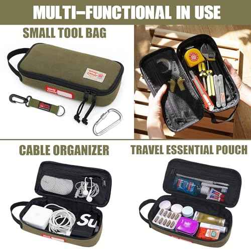 Rough Enough Small Tool Bag Pouch Box EDC Organizer Storage Case for Accessories with Zipper Portable Handle