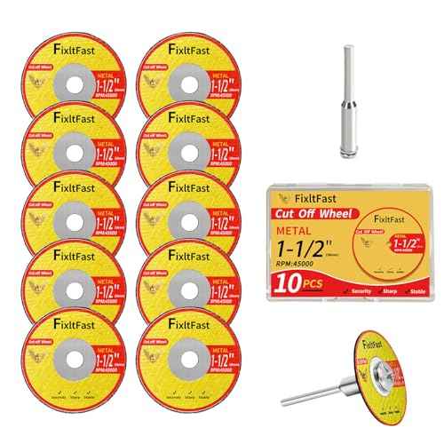 FIXLTFAST 1-1/2 Cut Off Wheels,1.5" x 1/8" Fiberglass Reinforced Metal Cutting disc for Rotary Tool Accessories Include Mandrels- 11 Pack