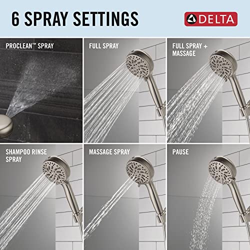 Delta ProClean SpotShield Brushed Nickel Handheld Shower Head with 6 Spray Settings