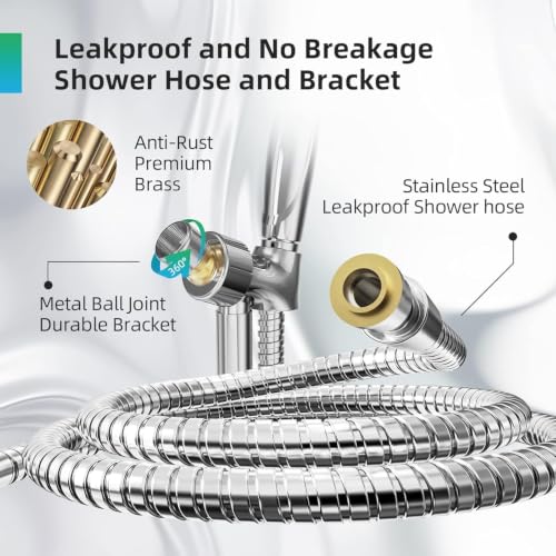 BESAQUO 9-Function High Pressure Handheld Shower Head with Power Wash & Chrome Finish