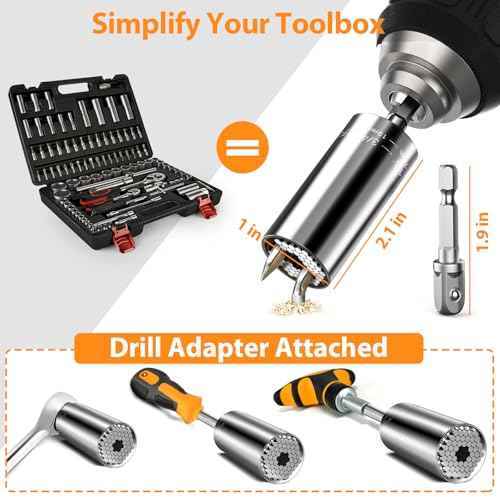 Universal Socket Tool Gifts for Men Stocking Stuffers for Men Dad Adults, Super Grip Socket Power Drill Adapter, Christmas Gadgets Birthday for Husband Him Boyfriends Women Who Have Everthing