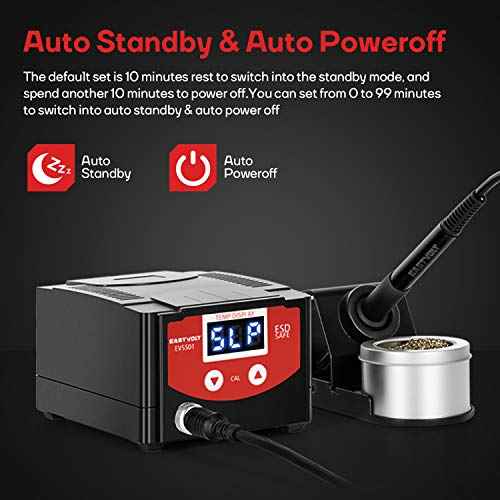 Eastvolt Digital Soldering Station with 10 Minute Sleep Function, Auto Cool Down, C/F Switch, Ergonomic Soldering Iron