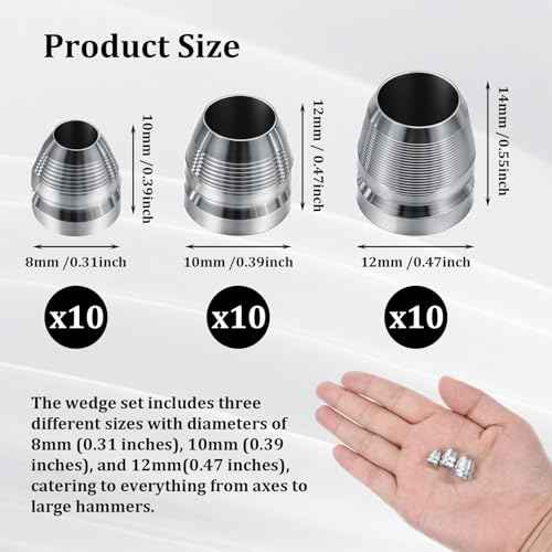 30 Pcs Round Axe Handle, Metal Wedge Hammer Handle Wedges, Hand Steel Wedges for Axe Claw Hammer Sledge(0.31/0.39/0.47 Inch)